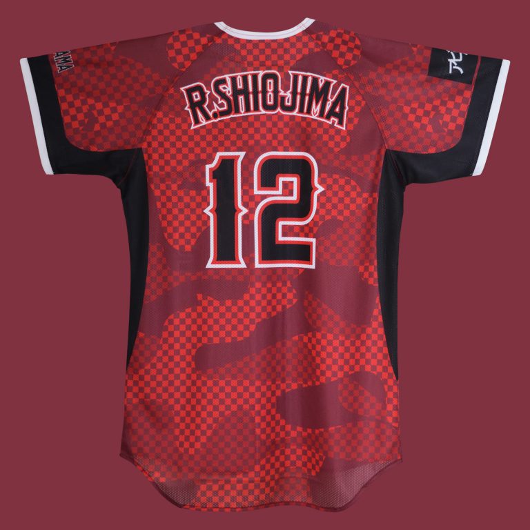 レッド×ブラックがおしゃれな迷彩柄の野球ユニフォーム | 作成事例